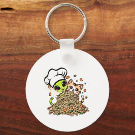 Schattig Alien Chef Kitten Sleutelhanger