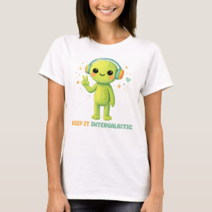 Schattig Alien Houd Het Intergalactisch Vredesteke T-shirt