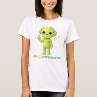Schattig Alien Houd Het Intergalactisch Vredesteke T-shirt