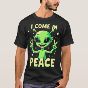 Schattig Alien Ik Kom In Vrede Leuk Sci-Fi T-shirt