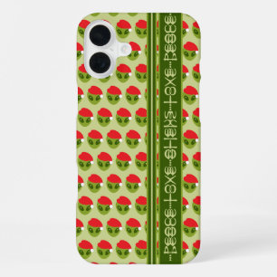 Schattig Alien in Kerstmannenhut Motief Je Tekst i iPhone 16 Plus Hoesje