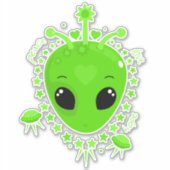 Schattig Alien Vrede Hoop Liefde Kawaii Sticker (Voorkant)