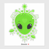 Schattig Alien Vrede Hoop Liefde Kawaii Sticker (Vel)