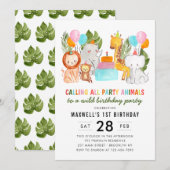 Schattig alle feestbeesten zo safariverjaardag kaart (Voorkant / Achterkant)