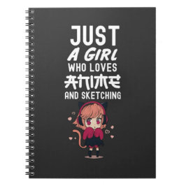 Schattig Alleen Een Meisje Dat Van Anime Tekenen O Notitieboek