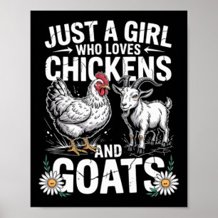 Schattig Alleen Een Meisje Dat Van Kip En Geit Plu Poster