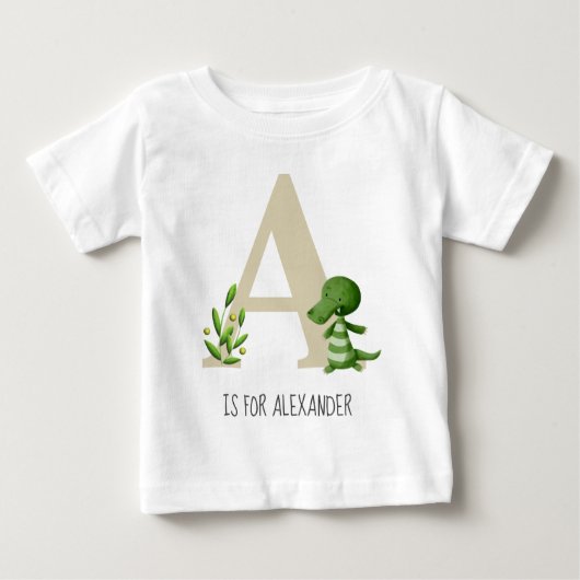 Schattig Alligator Baby met Initiaal (Voorkant)