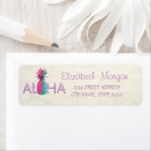 Schattig Aloha Hawaiaans Ananas-Adreslabel Etiket (Insitu)