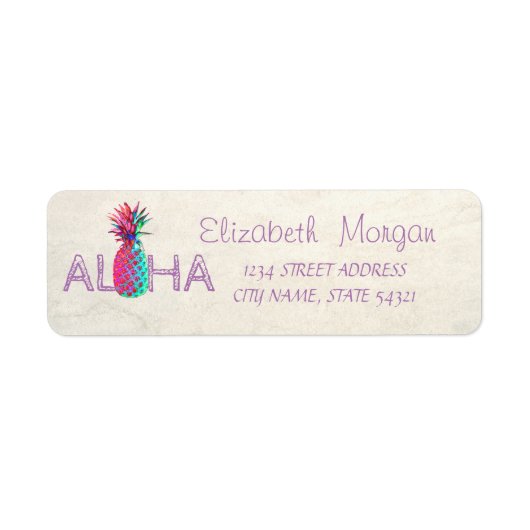 Schattig Aloha Hawaiaans Ananas-Adreslabel Etiket (Voorkant)