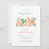 Schattig Alpaca Llama Cactus Boho Baby shower Kaart (Voorkant)