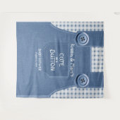 Schattig als een knopje blauwe denim baby shower wandkleed (Voorkant (horizontaal))