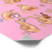 Schattig American Sign Language Alfabet Chart Poster (Hoek)
