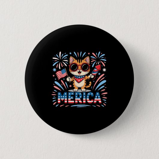 Schattig Amerika 4 juli kat 250 jaar veranda gans Ronde Button 5,7 Cm (Voorkant)