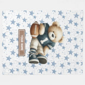 Schattig Amerikaans Football Teddybeer gepersonali Fleece Deken (Voorkant (Horizontaal))