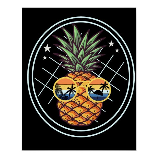 schattig ananasfruit perfect poster (Voorkant)