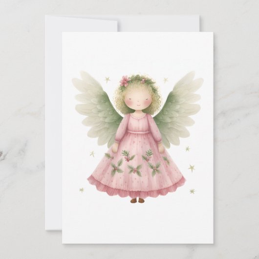 Schattig Angel Blank Christmas Holiday Note Kaart (Voorkant)