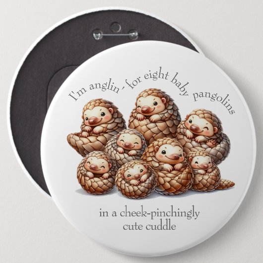 Schattig Anglin' voor 8 Schattigee Knuffelschubdie Ronde Button 6,0 Cm (Voorkant /achterkant)