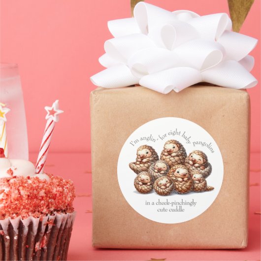 Schattig Anglin' voor 8 Schattigee Knuffelschubdie Ronde Sticker (Feest)