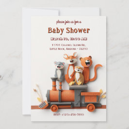 Schattig Animal Train Baby shower Kaart