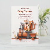Schattig Animal Train Baby shower Kaart (Staand voorkant)