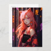 Schattig anime catgirl briefkaart (Voorkant / Achterkant)