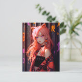 Schattig anime catgirl briefkaart (Staand voorkant)