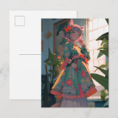 Schattig anime catgirl briefkaart (Voorkant / Achterkant)