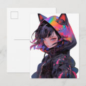 Schattig anime catgirl briefkaart (Voorkant / Achterkant)
