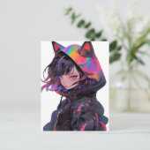 Schattig anime catgirl briefkaart (Staand voorkant)