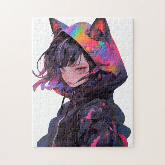 Schattig anime catgirl legpuzzel (Verticaal)