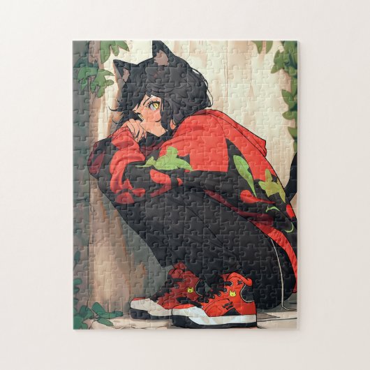 Schattig anime catgirl legpuzzel (Verticaal)