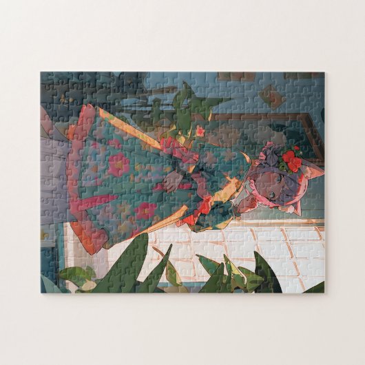 Schattig anime catgirl legpuzzel (Horizontaal)