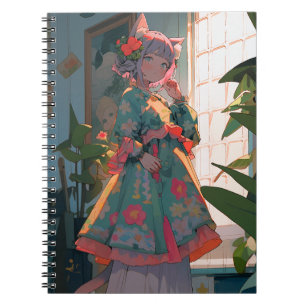 Schattig anime catgirl notitieboek