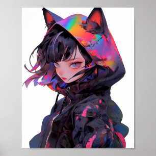 Schattig anime catgirl poster