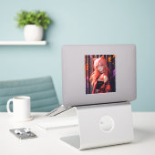 Schattig anime catgirl sticker (Laptop op bureau)