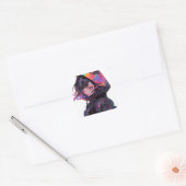 Schattig anime catgirl vierkante sticker (Envelop)