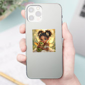 Schattig Anime Feeënmeisje en Chibi Draak Sticker (Telefoon)