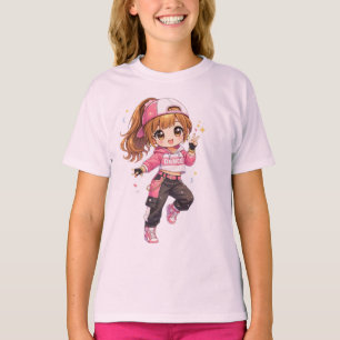 Schattig Anime Hip Hop Danseres Meisje - koele roz T-shirt