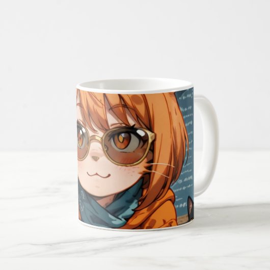 Schattig Anime Kat Meisje  Koffiemok (Voorkant rechts)