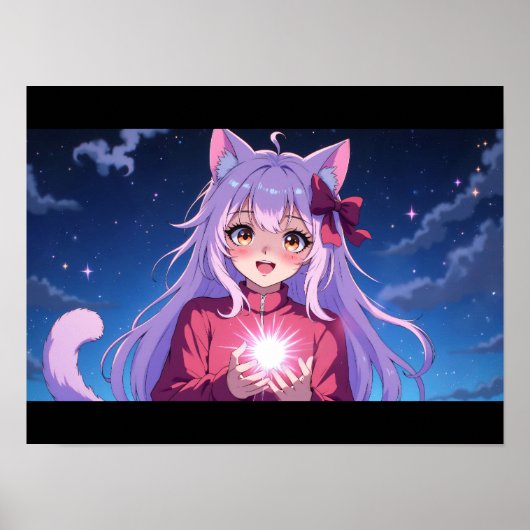 Schattig Anime Kat Meisje Poster (Voorkant)