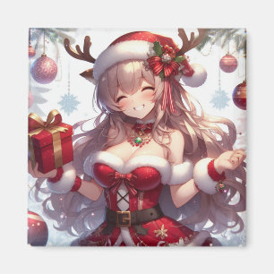 Schattig anime kerstmeisje magneet
