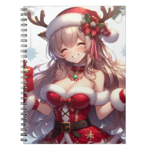 Schattig anime kerstmeisje notitieboek