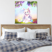 schattig, anime konijnenveer/Pasen Canvas Afdruk (Insitu (Slaapkamer))