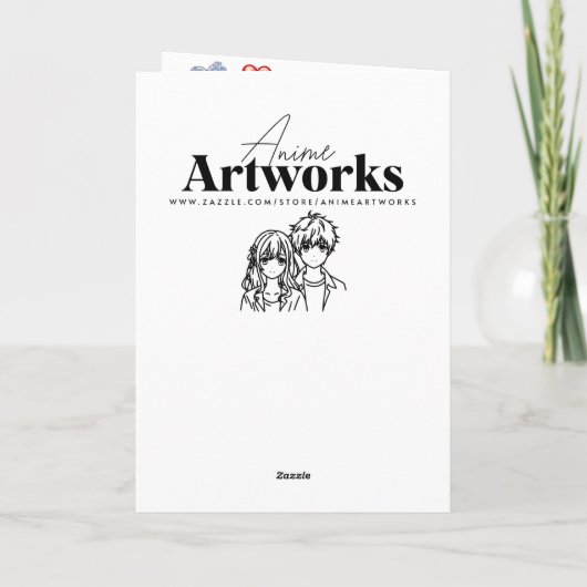 Schattig Anime Koppel Gepersonaliseerde Valentijns Feestdagen Kaart (Achterkant)