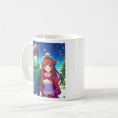 Schattig Anime Koppel Kerstmis Koffiemok (Voorkant links)