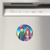 Schattig Anime Koppel Kerstmis Magneet (Insitu (Vaatwasser))