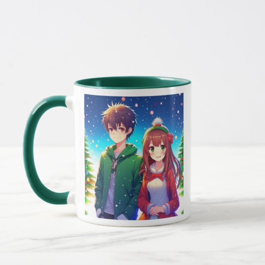 Schattig Anime Koppel Kerstmis Mok (Links)
