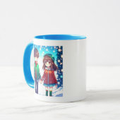 Schattig Anime Koppel | Onze Eerste Kerstmis Mok (Voorkant links)