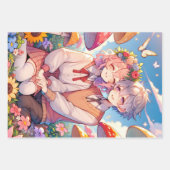 Schattig Anime Koppel Whimsical Romantisch Inpakpapier Vel (Voorkant)