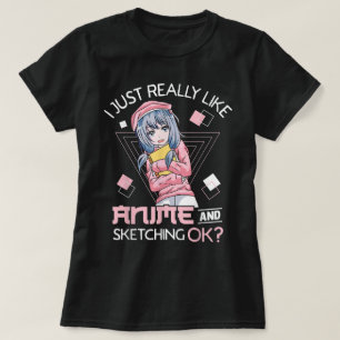 Schattig Anime Kunstenaar Esthetisch Ontwerp T-shirt
